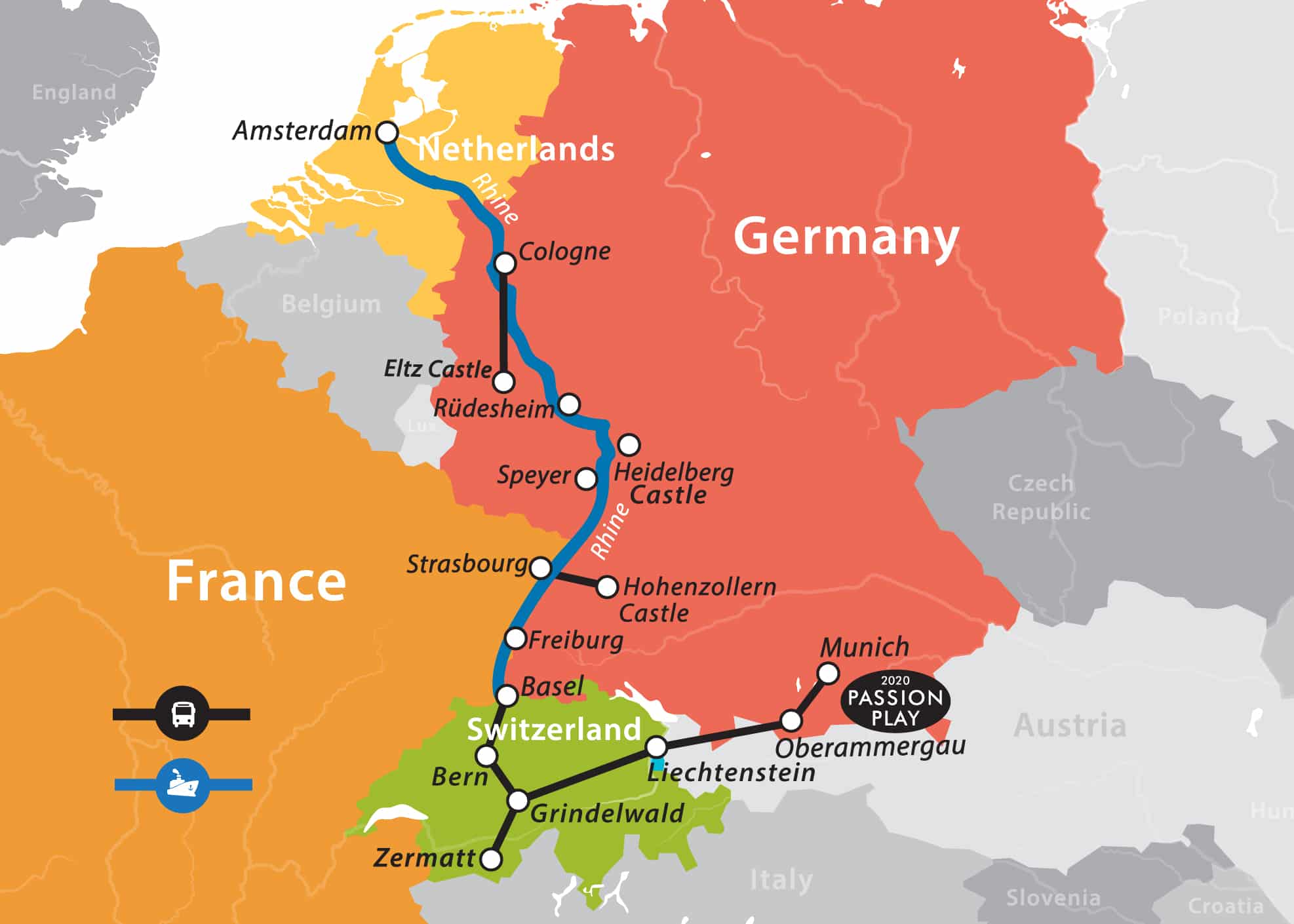 Rhine River Map Of Europe